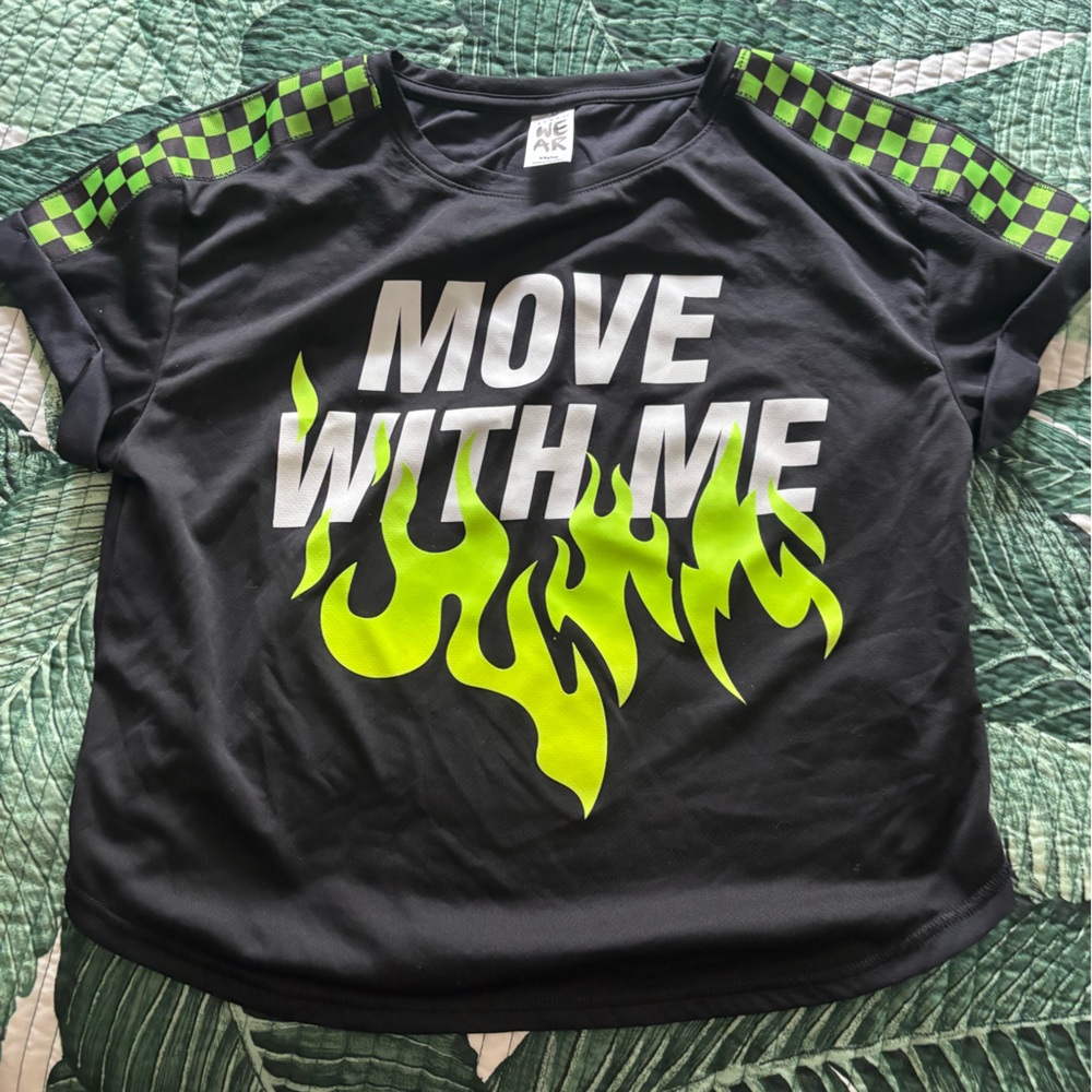 Zumba Move With Me Neon Green Flame Graphic Tee -